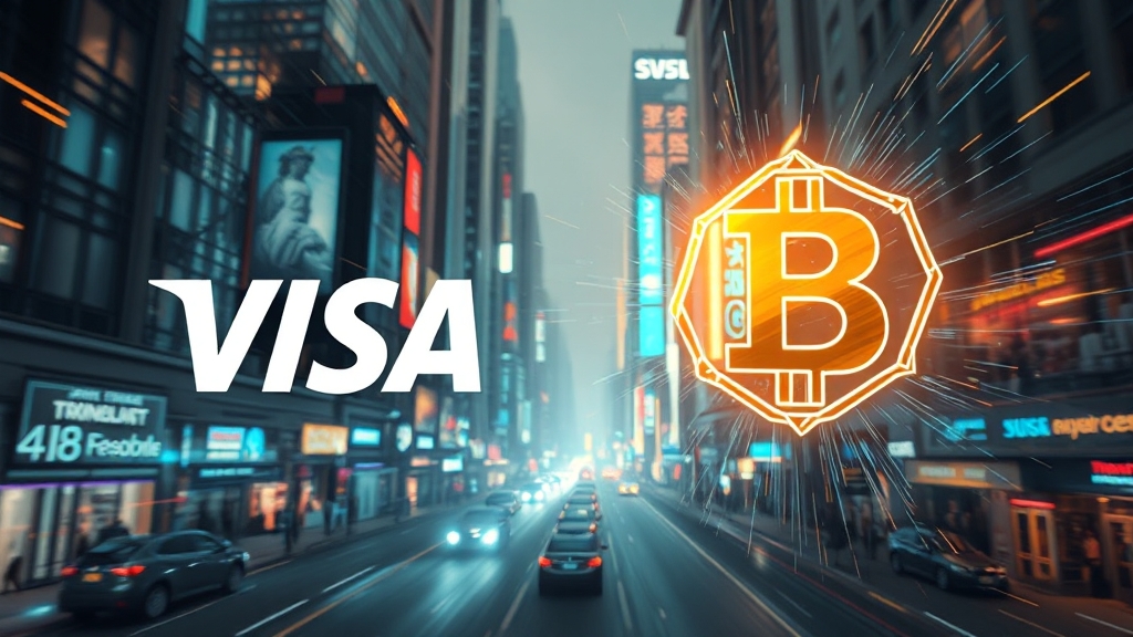 비자 vs 블록체인: 결제 시스템 경쟁 심화, 스테이블코인 전략은? 2 비자 vs 블록체인: 경쟁 심화 (realistic 스타일)